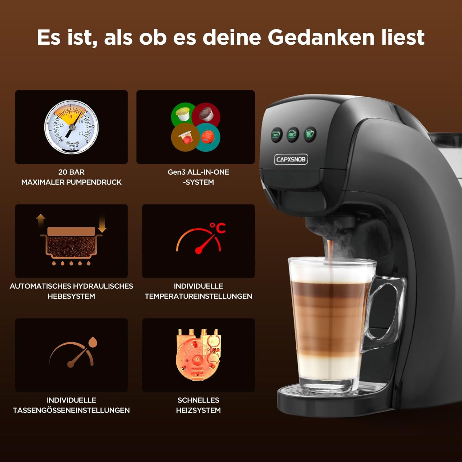 Detalle de Warriors1 5-in-1 Kapselmaschine mit 20 bar