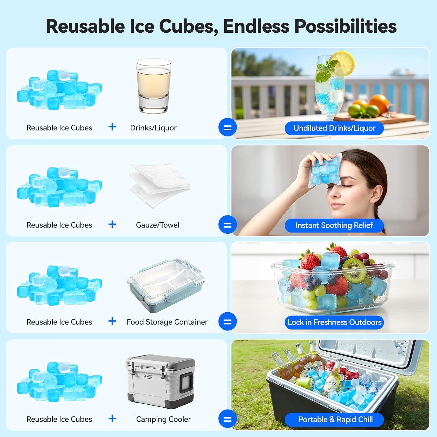 Thumbnail 4 de 360 Pack Reusable Ice Cubes, Refreezable Plastic Ice Cubes – BPA-Free
