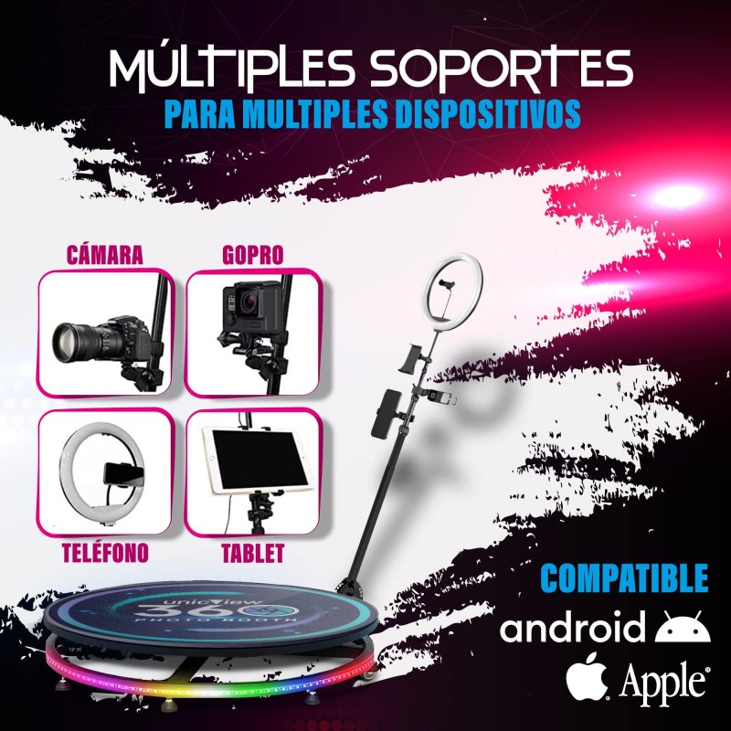 Thumbnail 2 de UnicView Photo Booth 360 para 2-3 Personas 🎉 Iluminación RGB LED