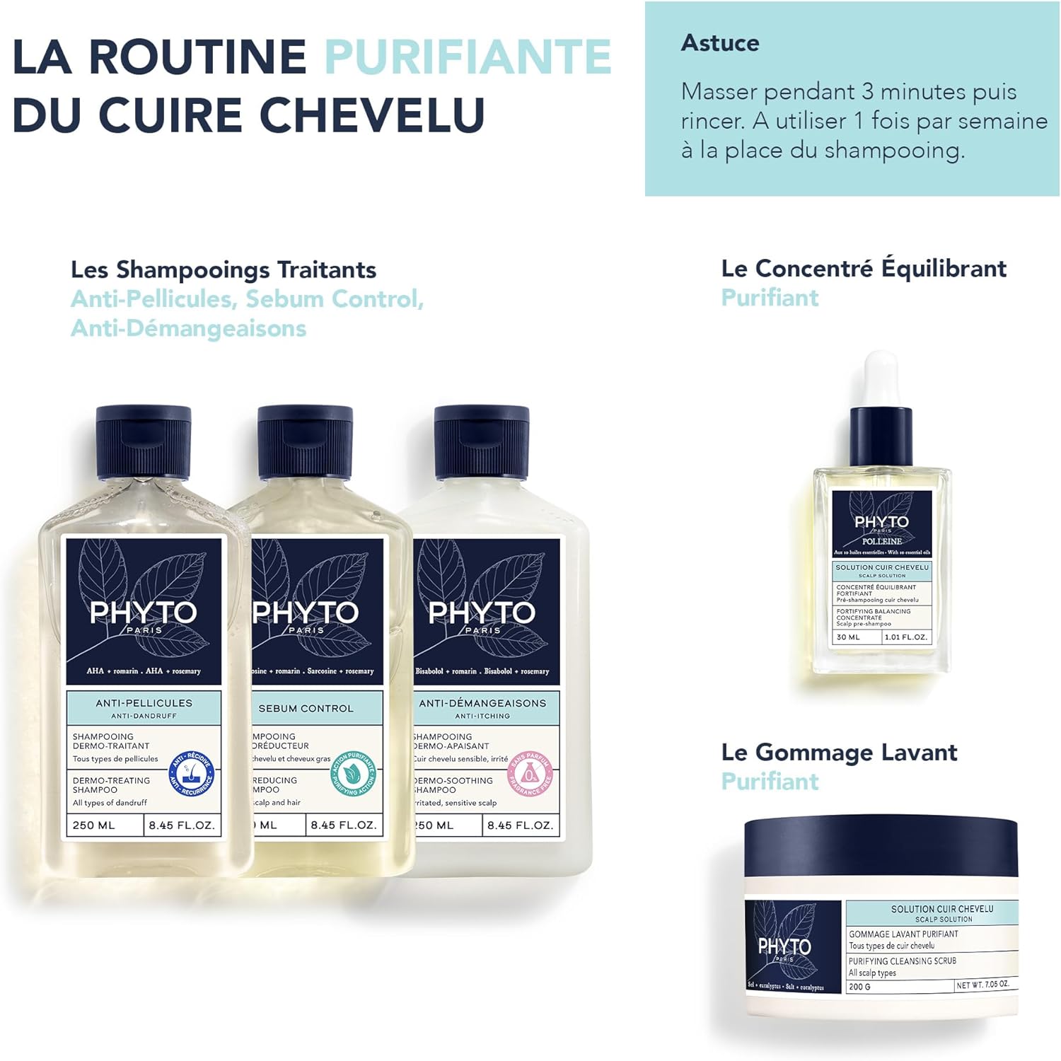 Detalle de Phyto Paris Solution Gommage Cuir Chevelu Lavant Purifiant – Exfolie, Purifie