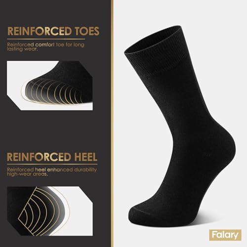 Detalle de FALARY Mens Socks 12 Pairs Black Cotton Comfort for Everyday Wear