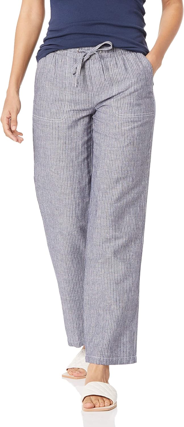 Detalle de Amazon Essentials Women's Linen-Blend Relaxed Wide-Leg Pants with Drawcord