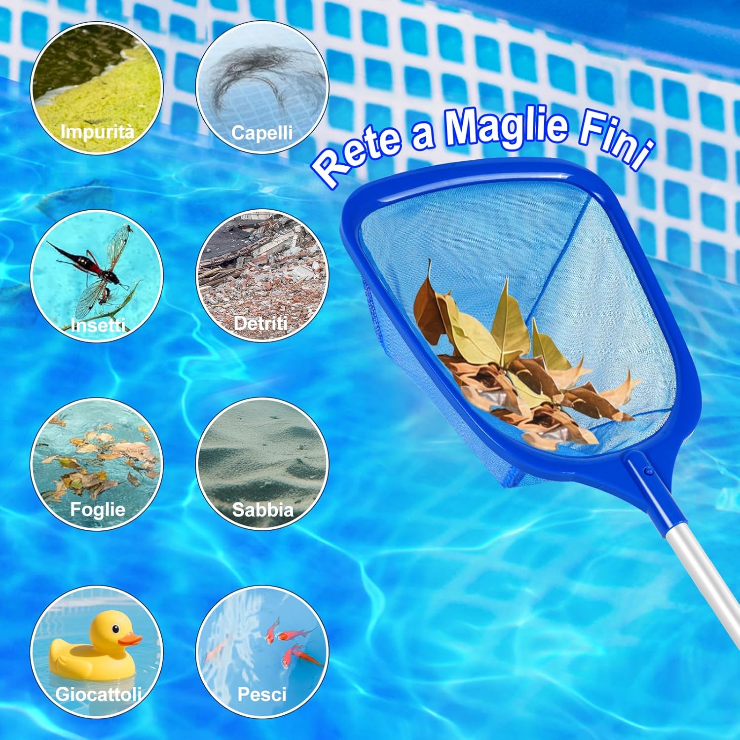 Detalle de KGC Retino per Piscina con Manico 31,7"–5,7 ft | Retino Ultra Fine per Piscine, Vasche Idromassaggio e Laghetti