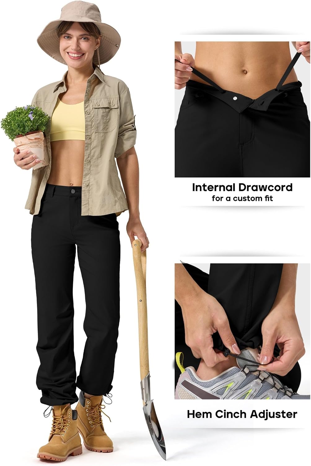 Detalle 2 de Willit Women's Hiking Pants, Quick-Dry Stretch, UPF 50+, Water-Resistant