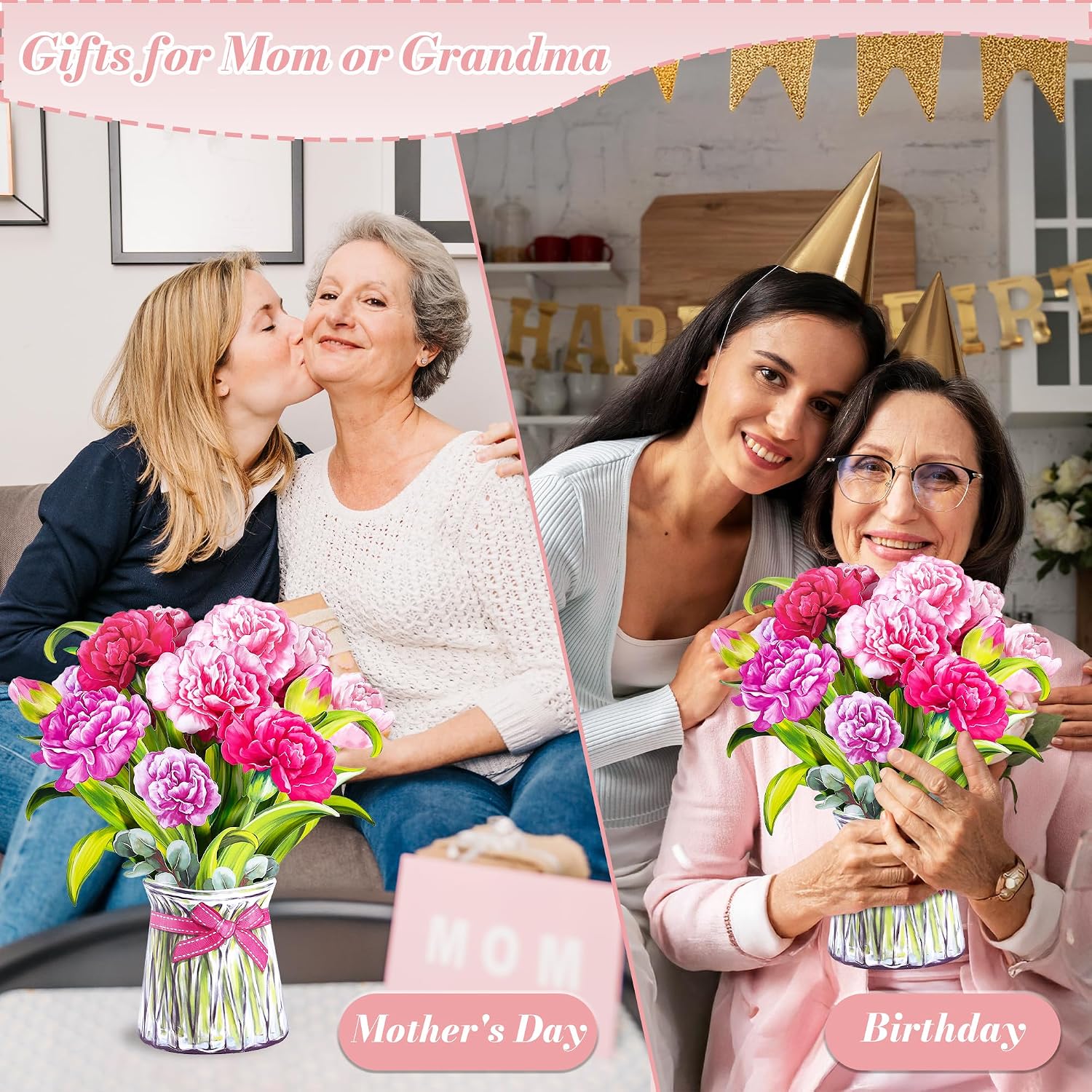 Detalle 2 de Airpark Carnation Pop-Up Greeting Card with 3D Bouquet, Envelope and Note Card