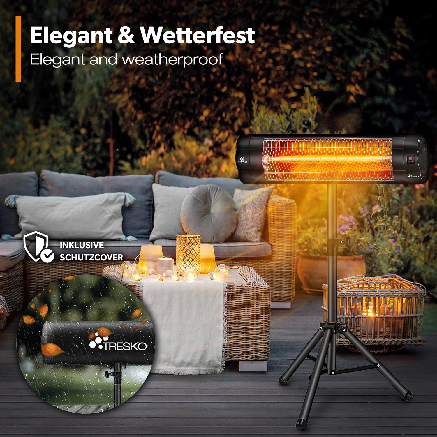 Detalle 2 de TRESKO THSL-001 infrarood warmtestraler, 2500 W met afstandsbediening