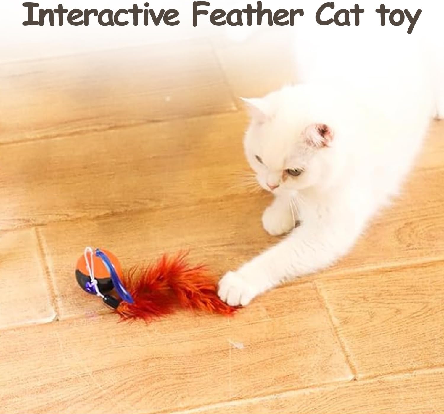 Detalle de Migipaws Interactive Cat Ball Toy Set (Orange) – automatic rolling chase ball with fluffy tail