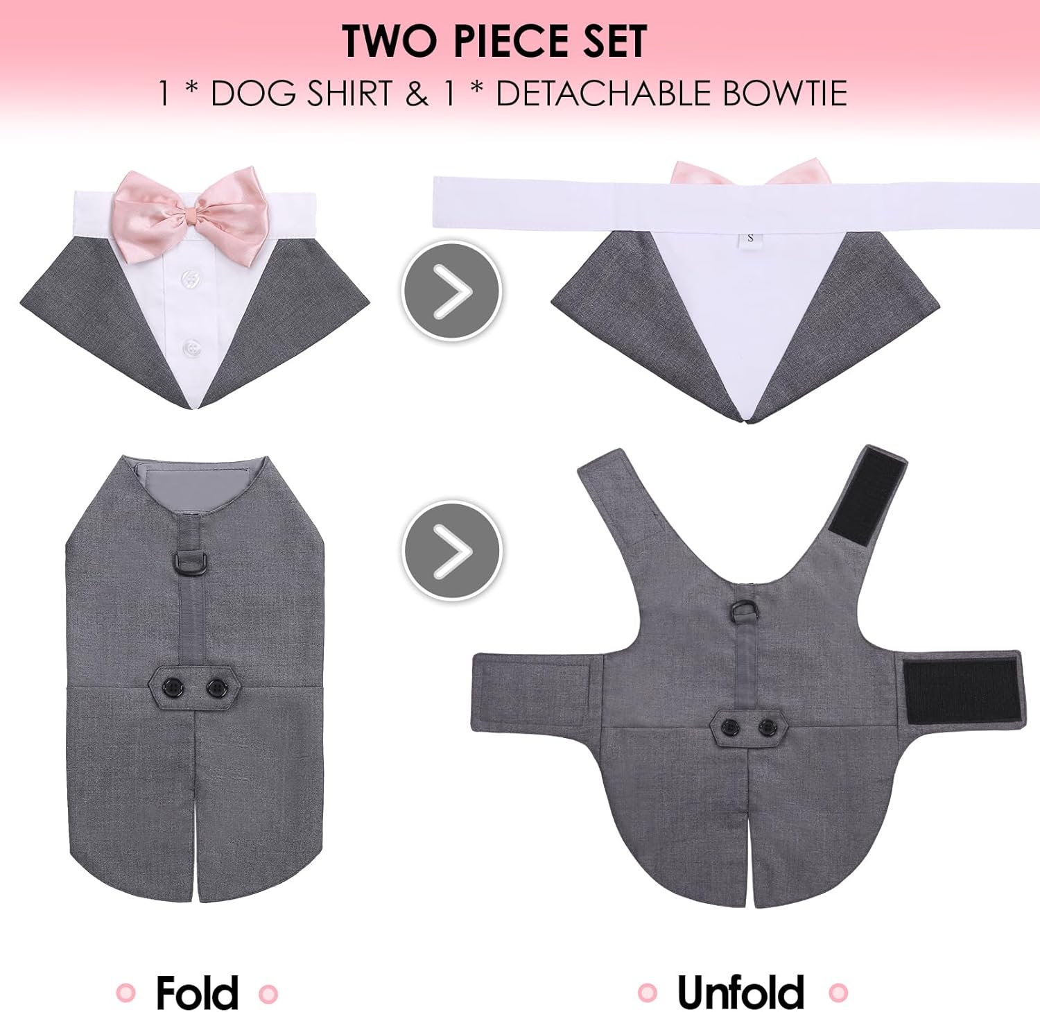 Thumbnail 3 de AOFITEE Dog Tuxedo Formal Suit and Bandana Set