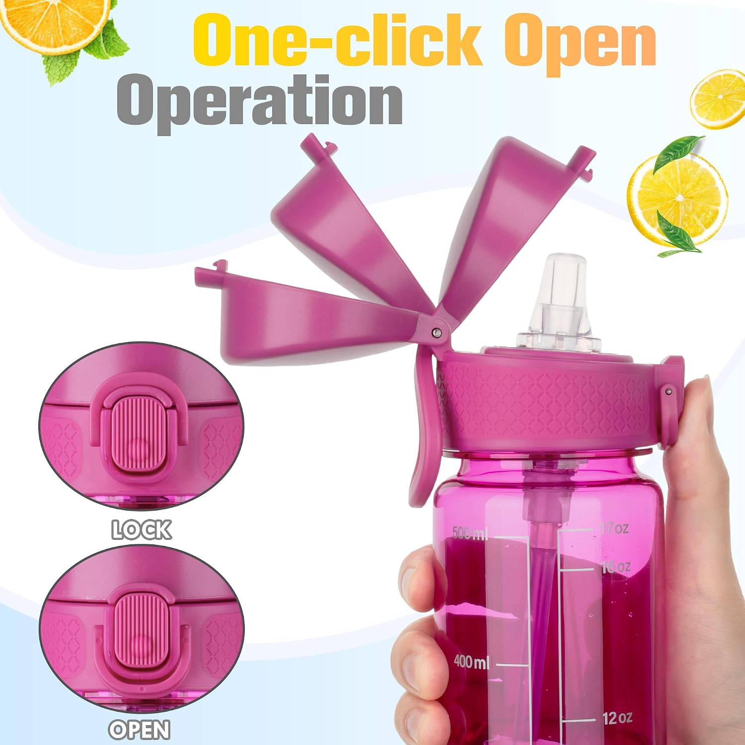 Thumbnail 2 de Clear Tritan water bottle 500ml straw