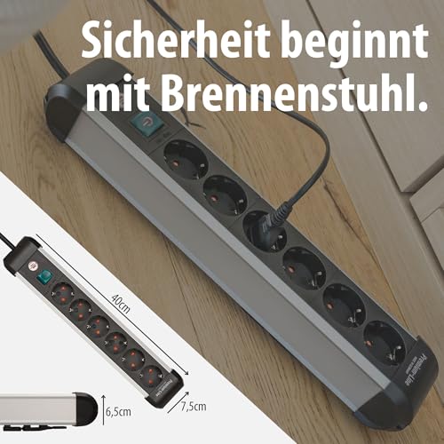 Thumbnail 6 de Brennenstuhl Premium-Alu-Line Steckdosenleiste 6-fach, 3 m – Aluminiumgehäuse, Wand- oder Tischmontage