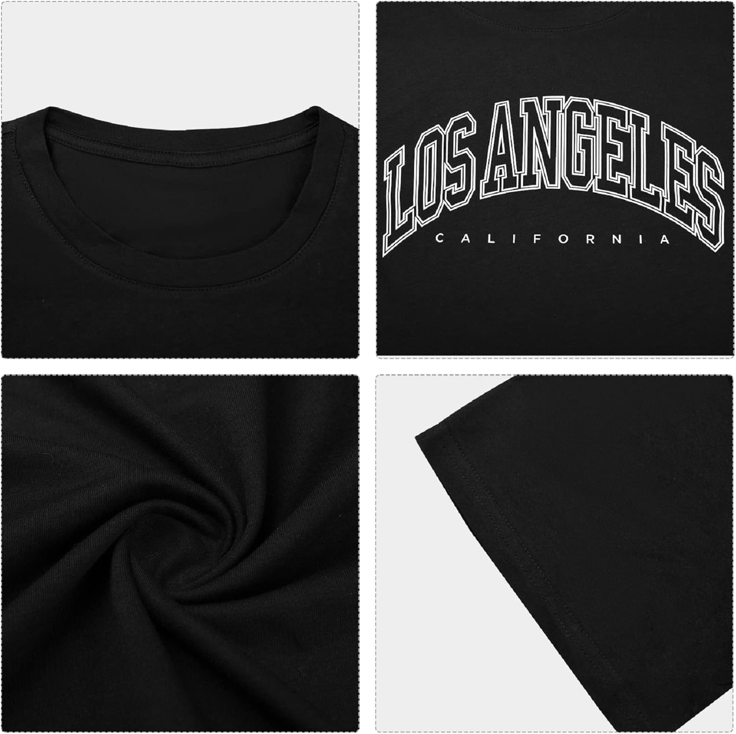 Thumbnail 4 de TOMEEK T-Shirt da Donna Girocollo Manica Corta Oversize in Cotone – Stampa Alphabet Los Angeles