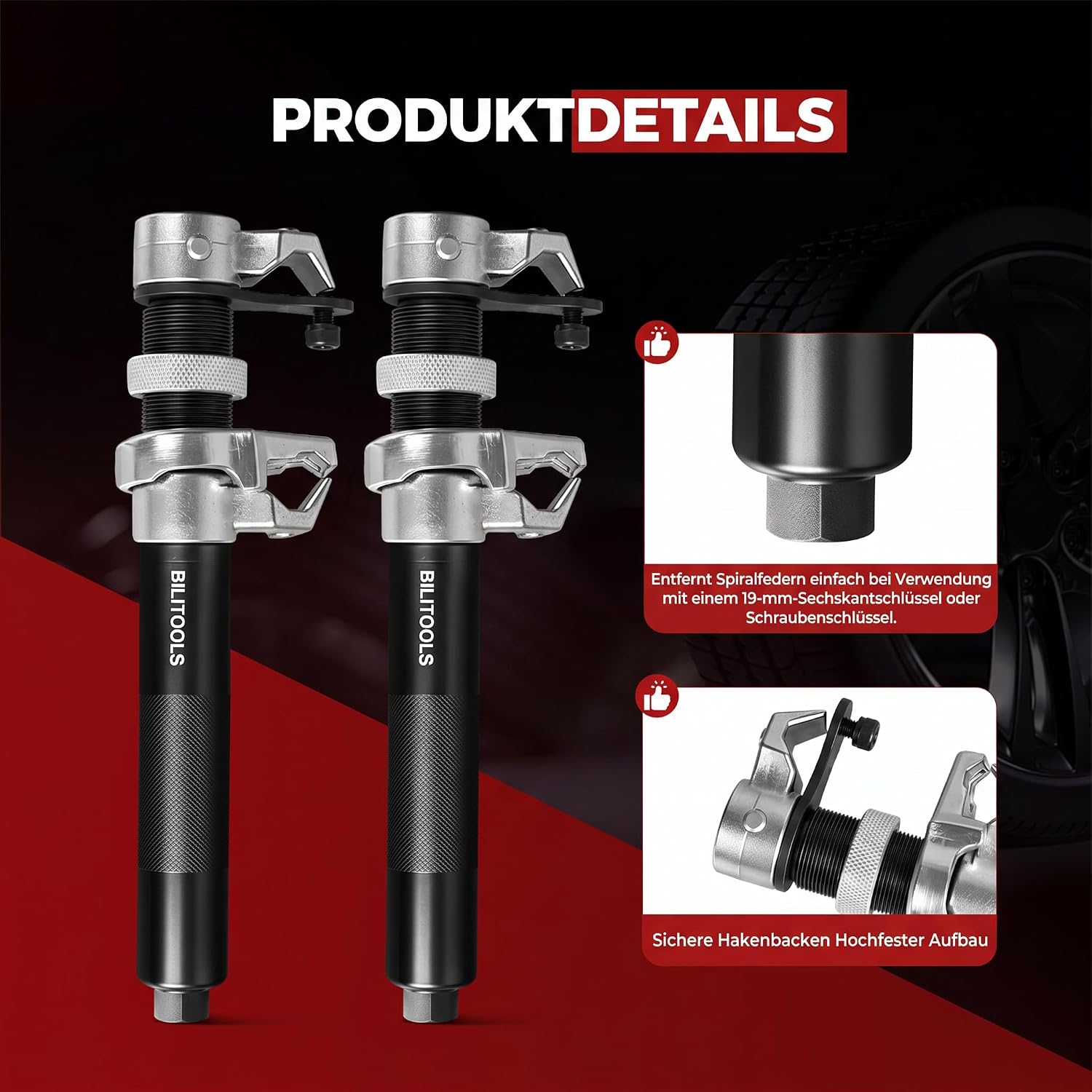 Thumbnail 2 de BILITOOLS Profi Federspanner Auto Set – MacPherson Federbein, 1200 kg (2-teilig)