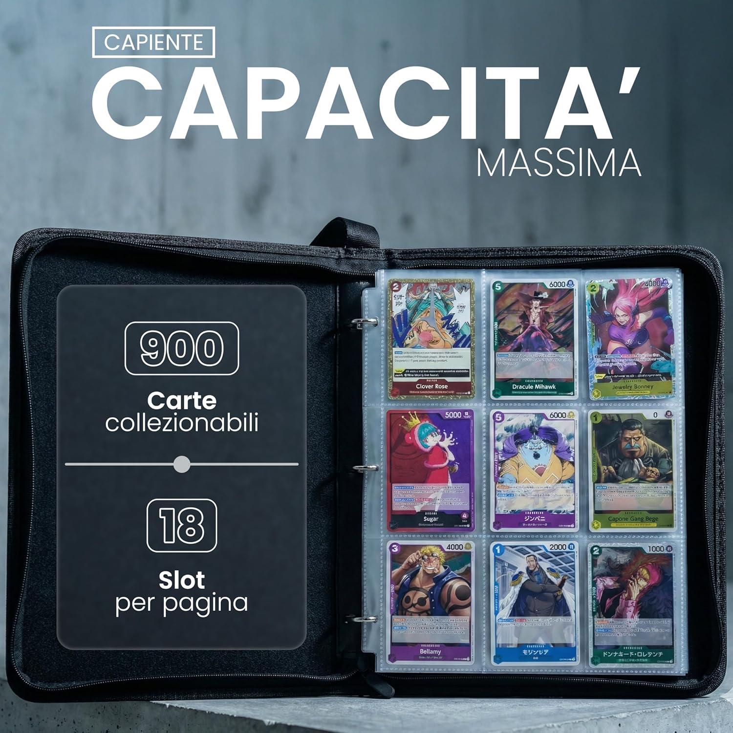 Detalle de DISTOCK Raccoglitore Carte Pokemon 9 Tasche con Cerniera – Grande Album in Pelle Impermeabile, protezione e stile per 900 carte
