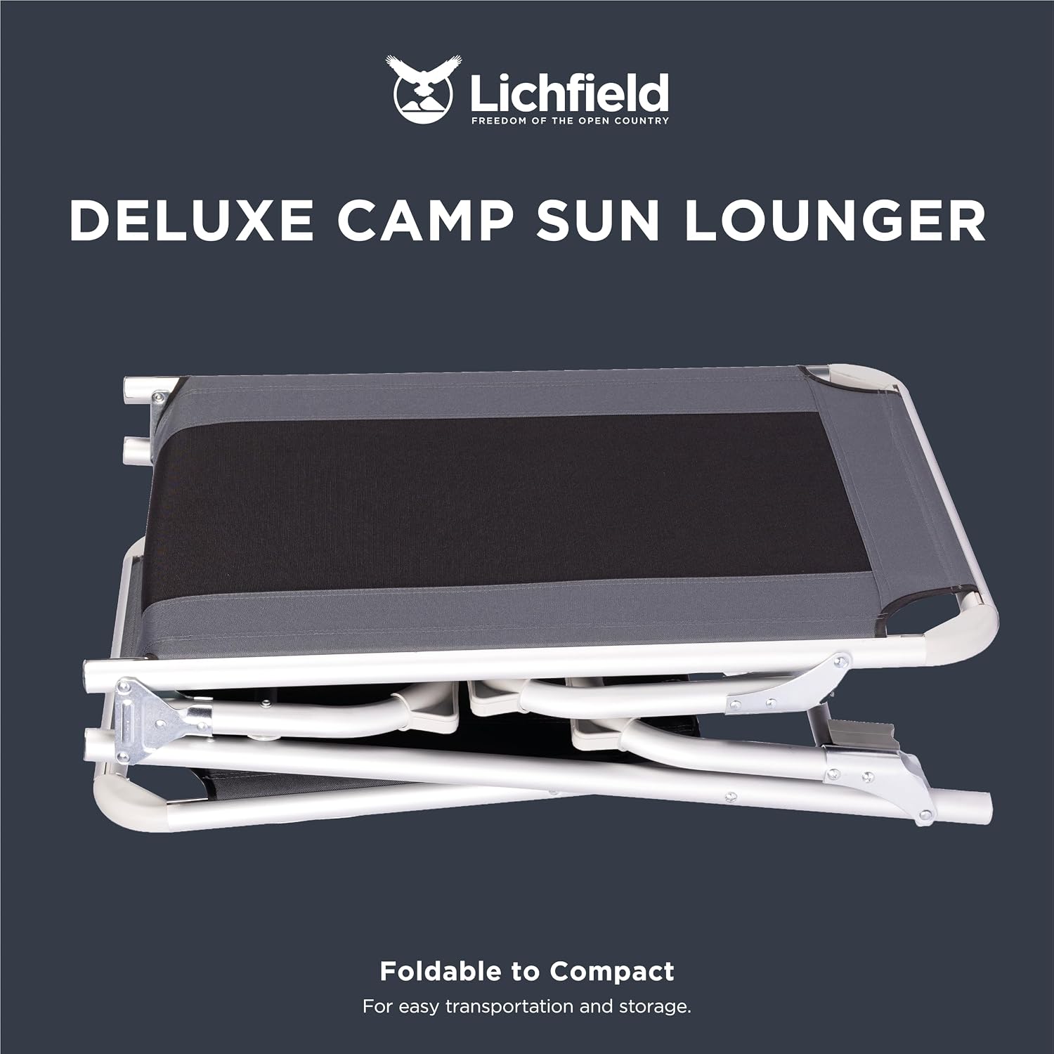 Thumbnail 4 de Lichfield Deluxe Foldable Sun Lounger – 5-Position Recliner with Aluminium Frame, 600D Fabric