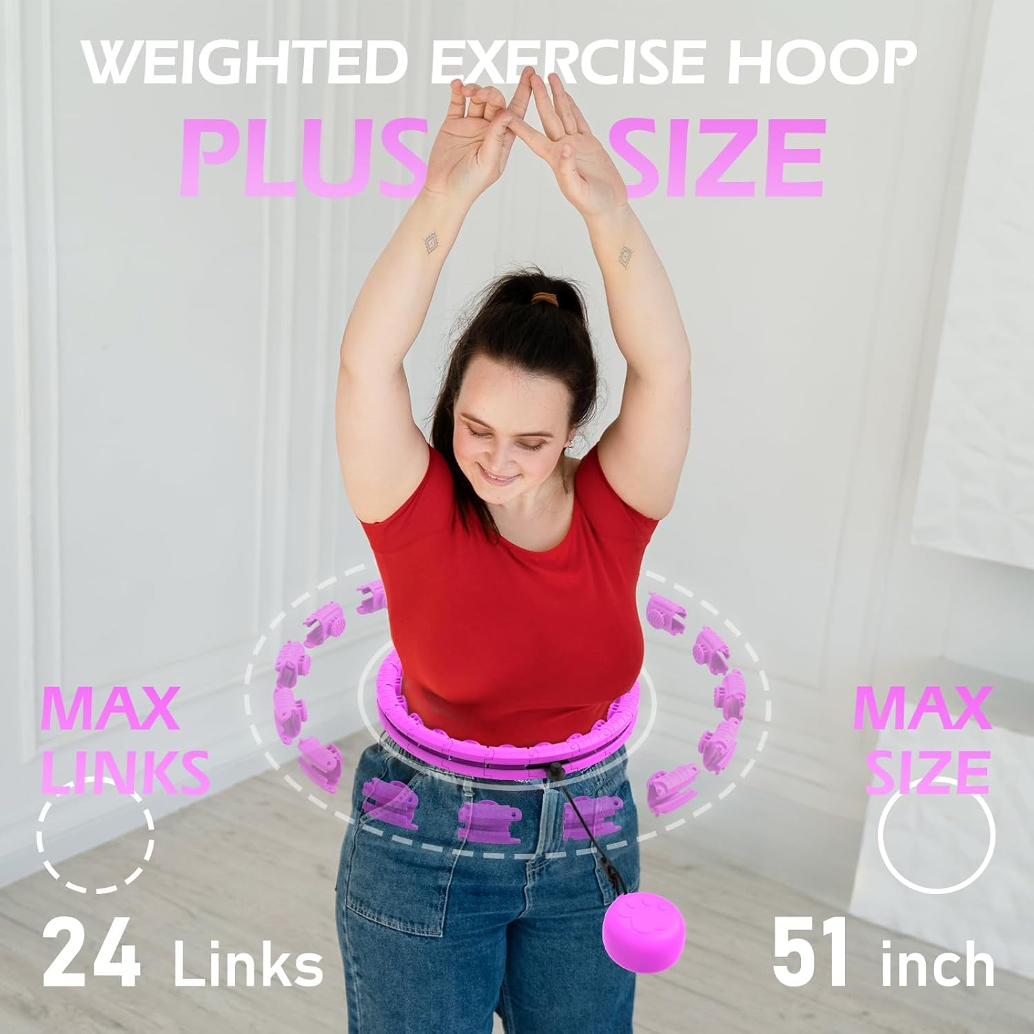 Thumbnail 1 de Weighted Hula Hoop for Adults (Plus Size) with 24 Detachable Links – Sweat Weight Ball