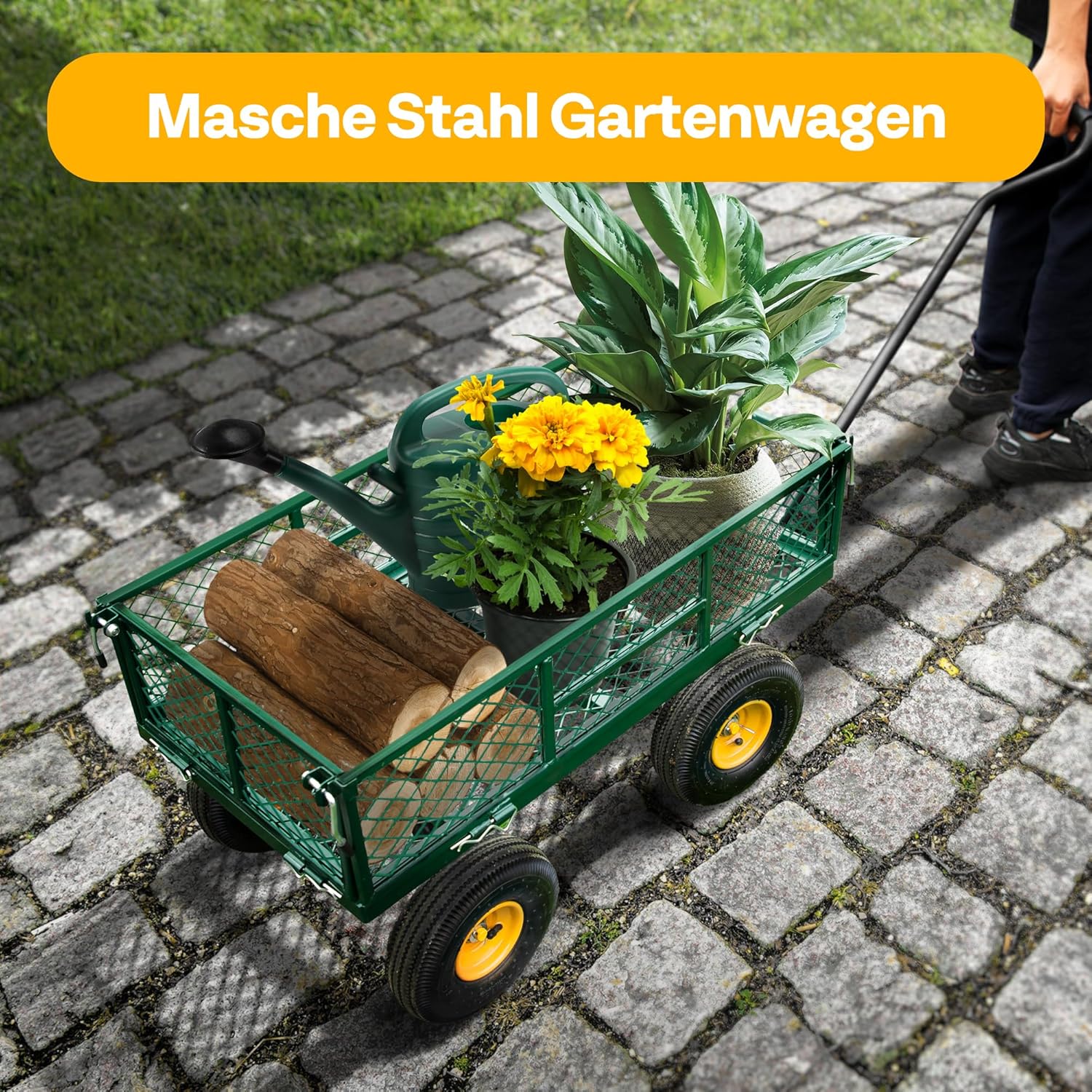 Thumbnail 1 de VIVOHOME Gartenwagen mit abnehmbaren Seiten und Luftreifen, Transportwagen bis 400 kg mit 180° drehbarem Griff