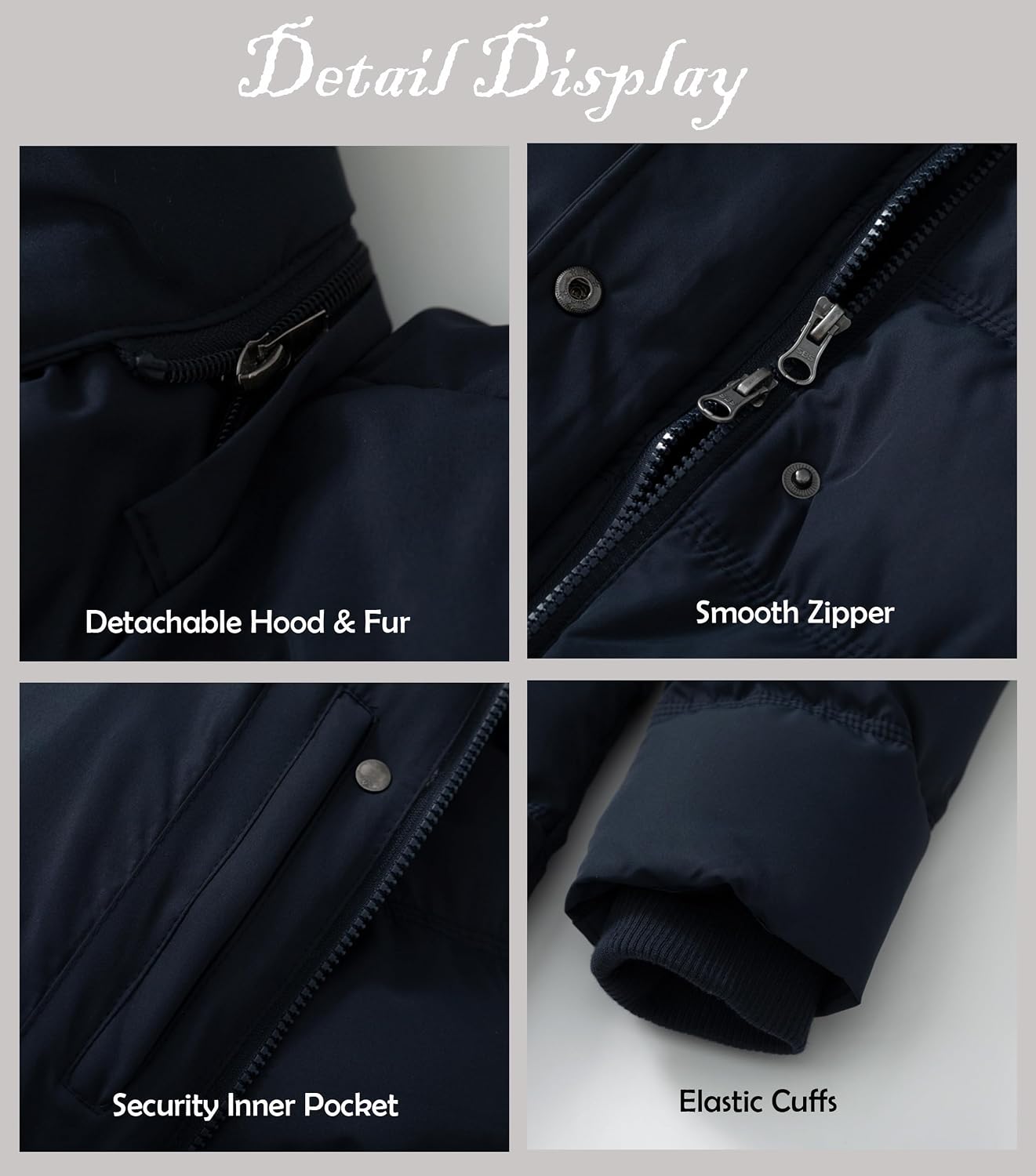 Detalle de GGleaf Women's Quilted Winter Puffer Coat with Removable Fur Hood
