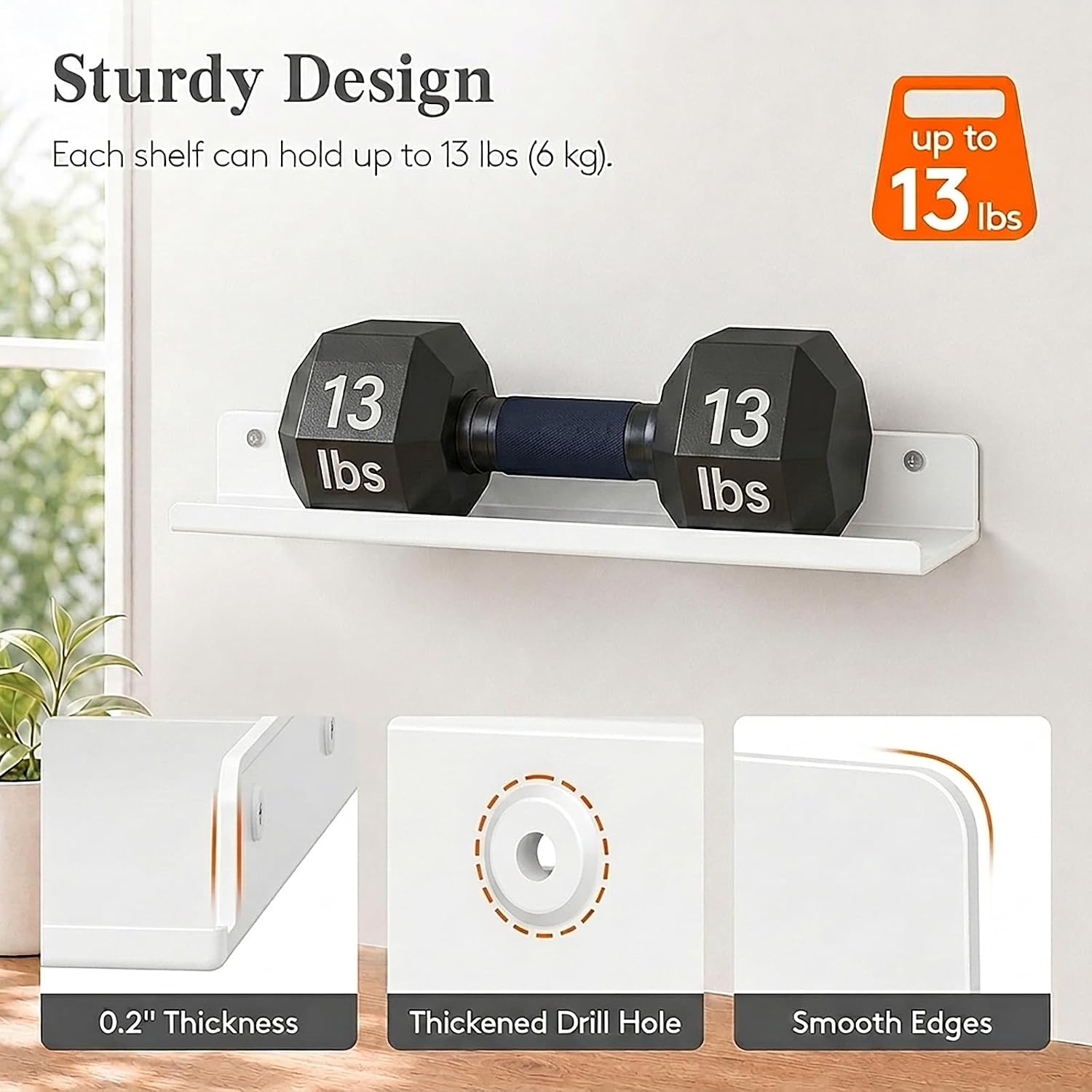 Thumbnail 3 de Lifewit 23119 Floating Wall Shelves, 14-Inch White, 8-Pack