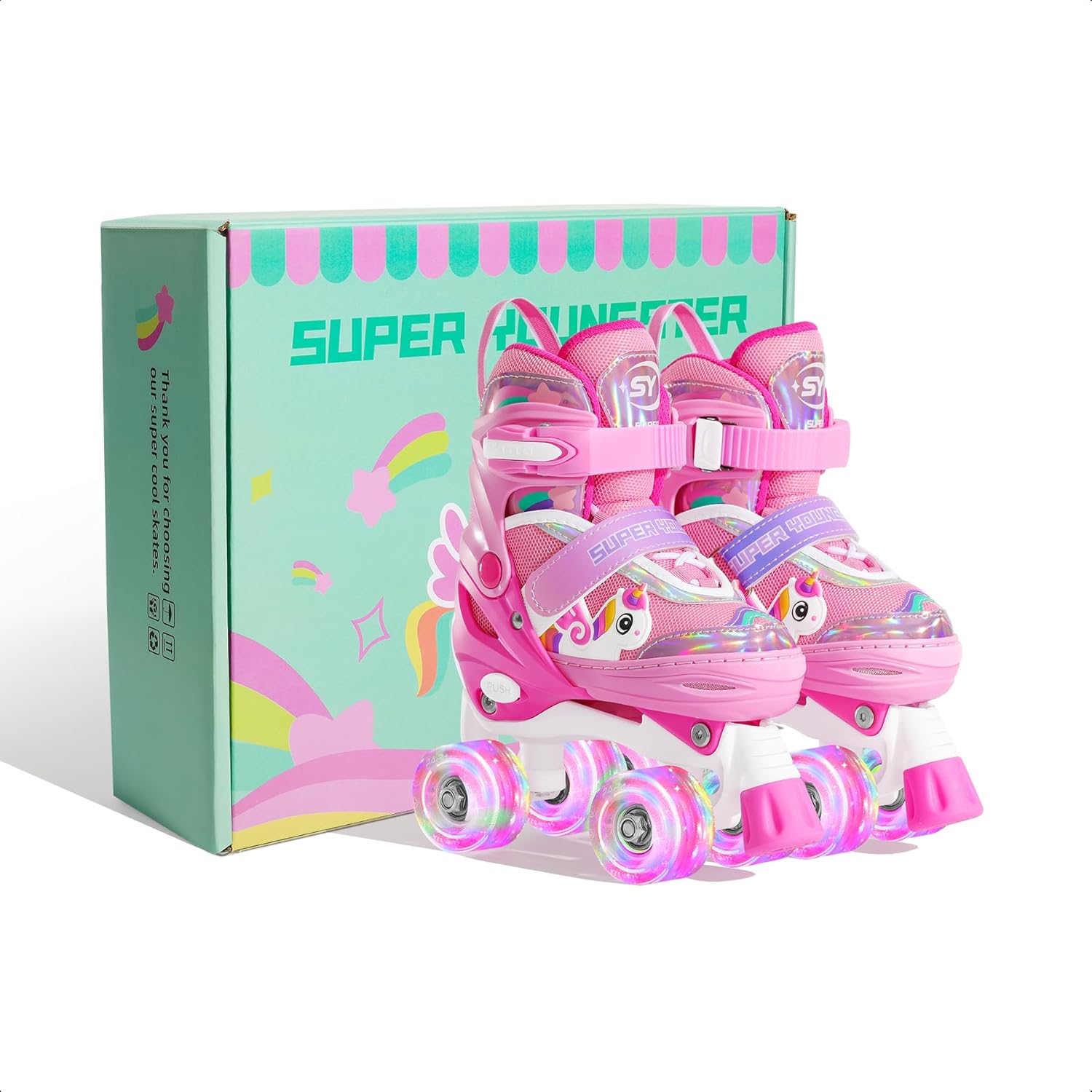 Thumbnail 5 de SUPER YOUNGSTER Adjustable Light-Up Kids Unicorn Roller Skates (Ages 4–12)