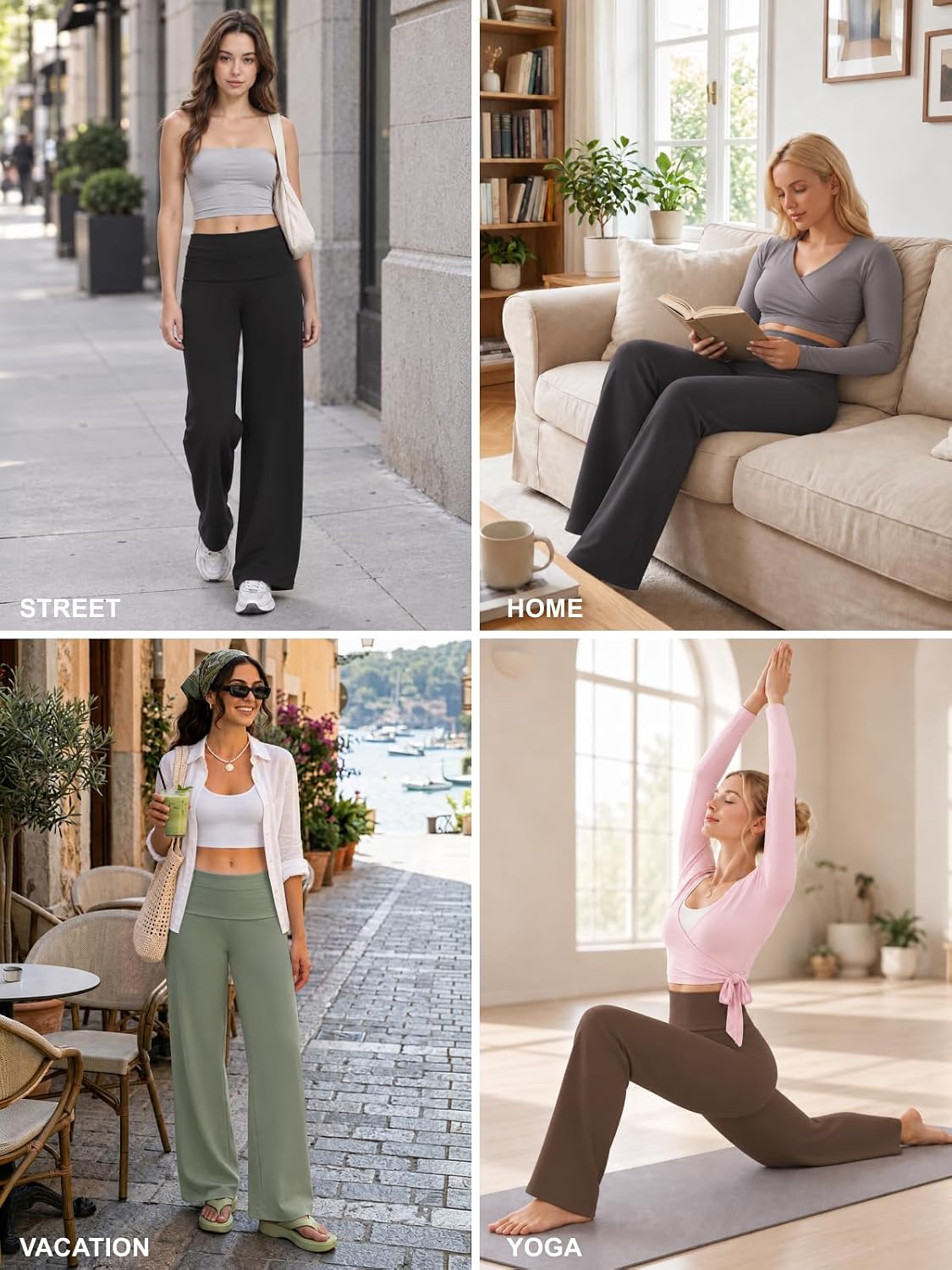 Detalle 1 de COPYLEAF Wide-Leg Yoga Pants with Nylon-Lycra Waistband