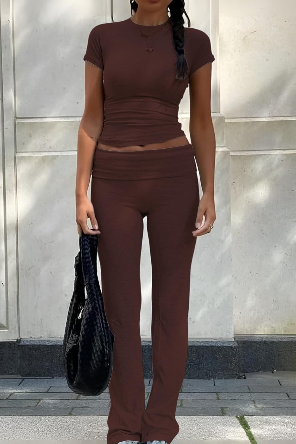 Thumbnail 4 de YETOWA Women's 2-Piece Outfits: Low Rise Flare Leg Set