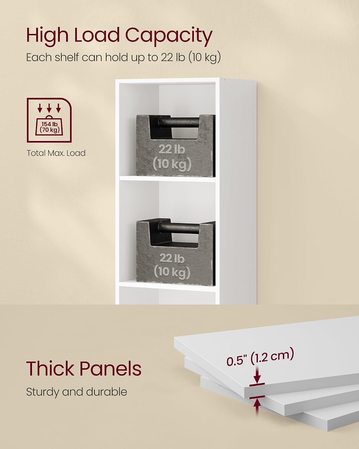 Thumbnail 6 de VASAGLE 6-Tier Bookcase (LBC411W01) – Open Storage Shelving Unit in Cloud White
