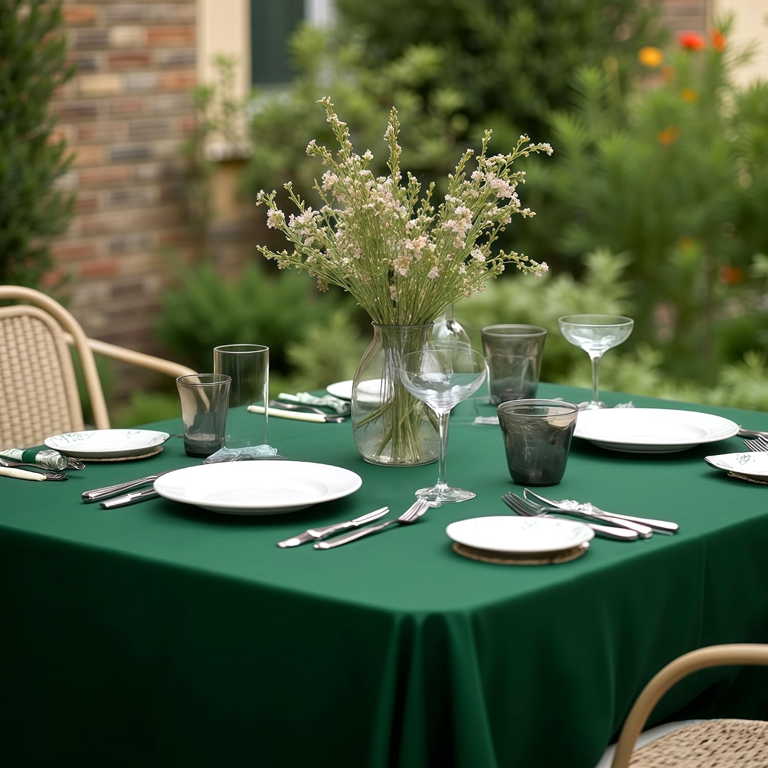 Detalle de Sancua 6-Foot Rectangular Green Polyester Tablecloth, Pack of 6