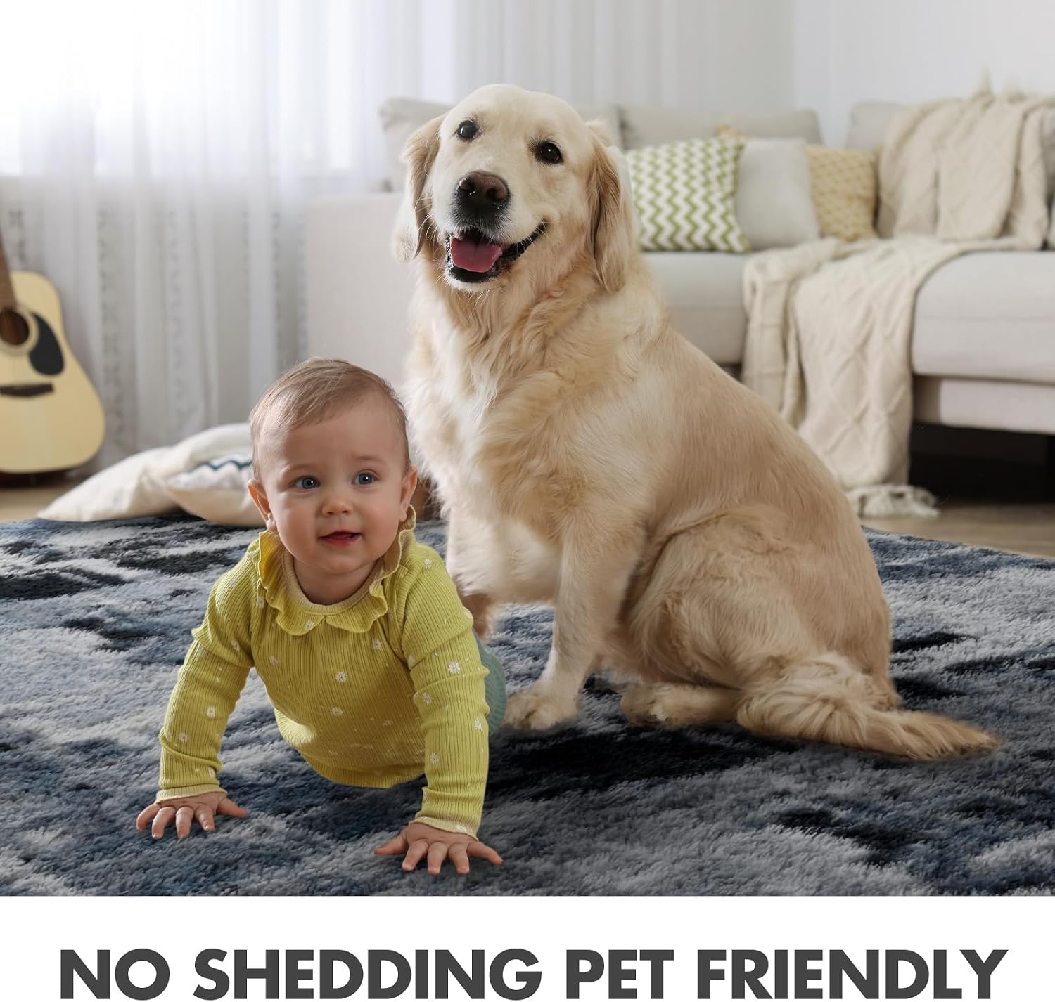 Thumbnail 5 de 9x12 Ft Extra Large Shag Rug (Blue) for Living Room & Bedroom, Ultra-Soft Fluffy Area Rug for Kids Decor