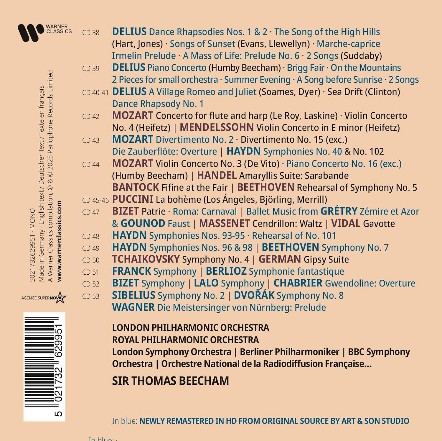 Detalle 2 de Warner Classics Sir Thomas Beecham: The Mono Era on HMV & Columbia – klassisk musik