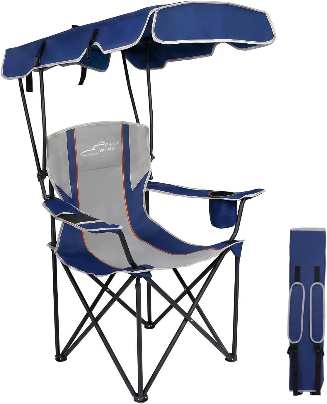 Detalle de FAIR WIND Portable Canopy Camping Chair: Heavy-Duty, Oversized, All-in-One Shade Chair