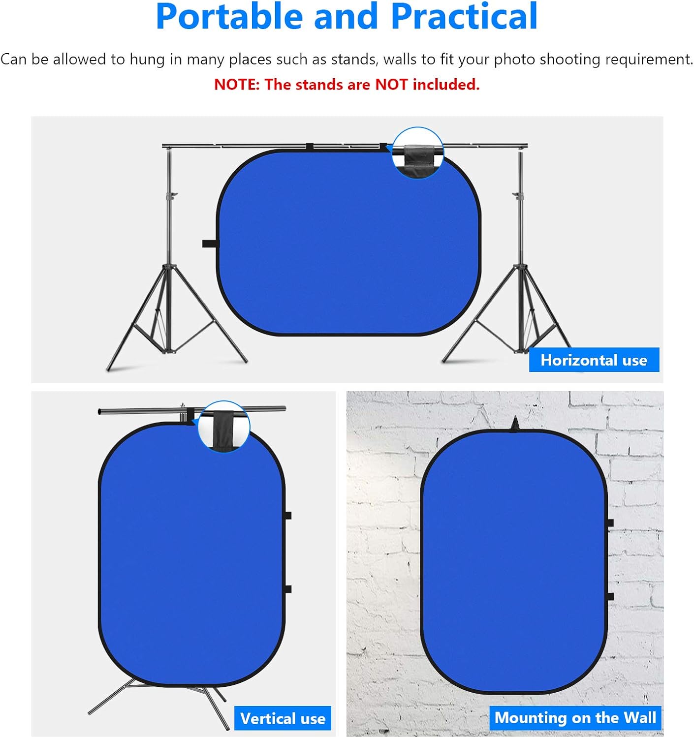 Detalle de NEEWER Toiles de fond chromakey réversibles vert/bleu (double face) 1,5 x 2 m