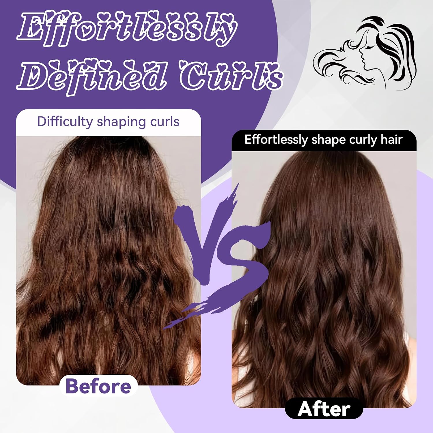 Detalle de Lockenbürste für Locken – sanftes Entwirren und Styling ohne Ziepen (Lila)