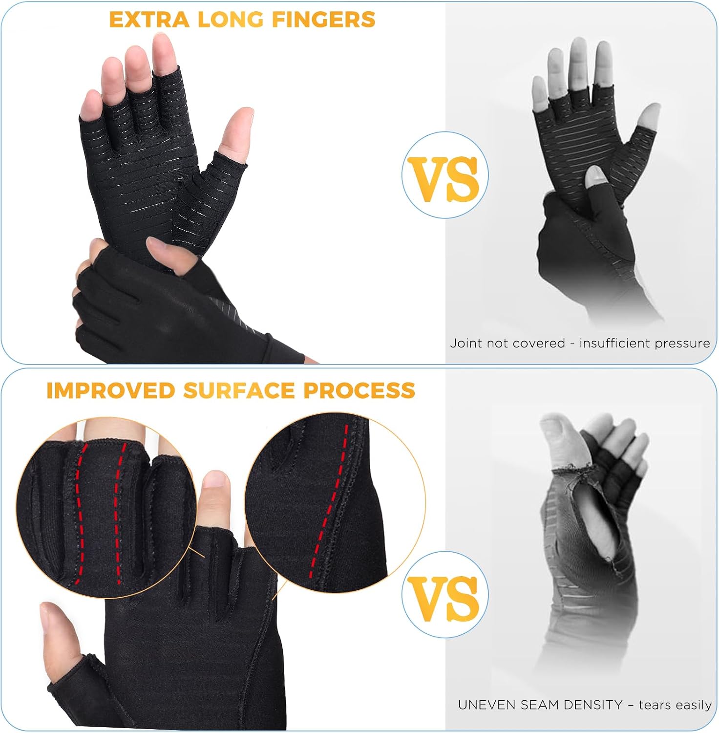 Detalle de Donfri Copper arthritis gloves fingerless