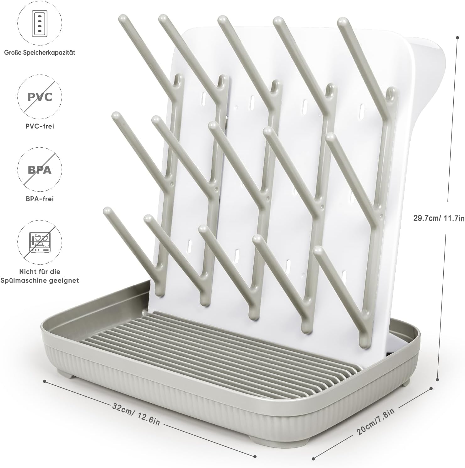 Thumbnail 4 de Termichy Baby Bottle Drying Rack (Large Vertical) – BPA-free, space-saving vertical dryer for bottles and pump parts (Khaki)