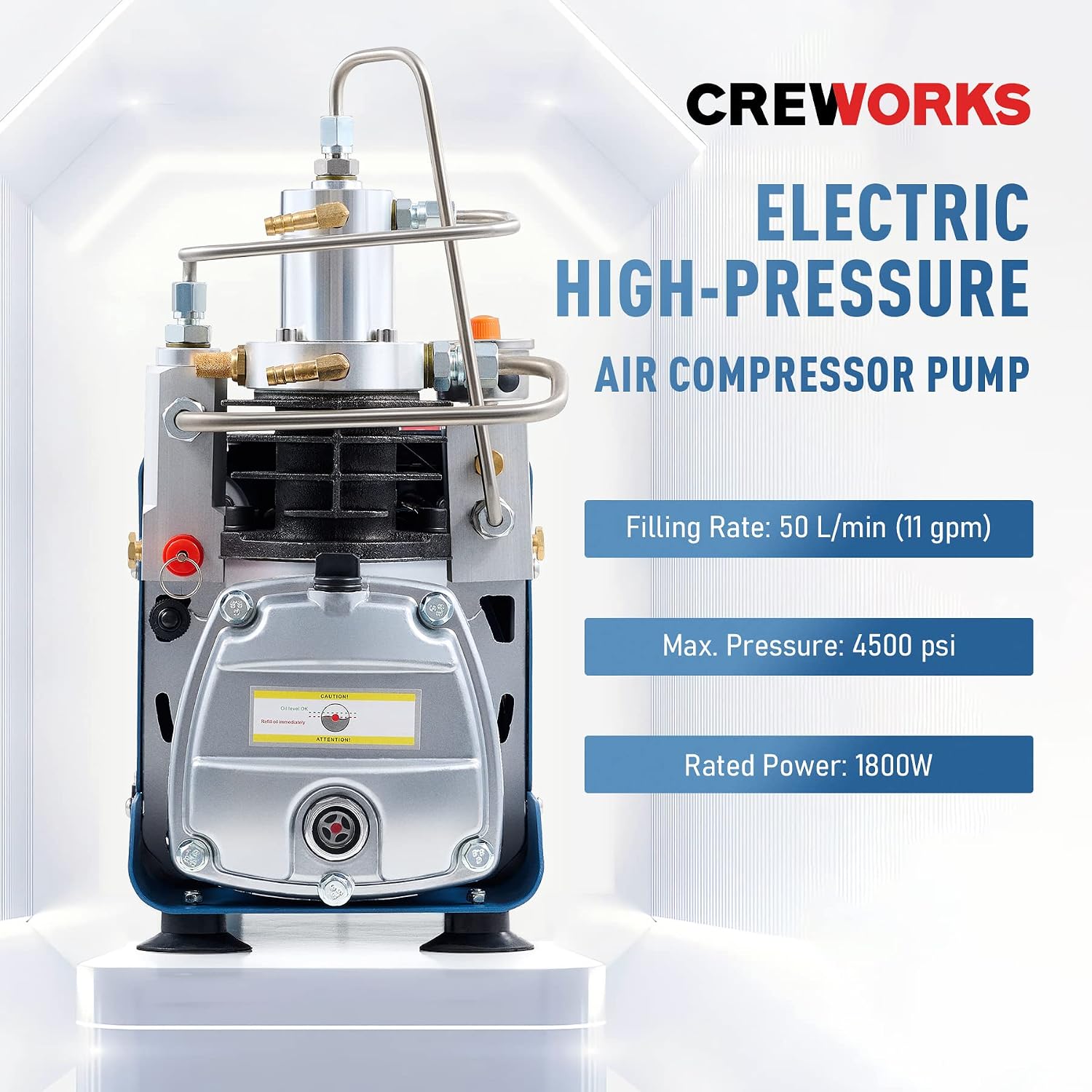 Thumbnail 1 de CREWORKS Compressore PCP 300 Bar 4350 PSI con Pressione Preimpostata e Auto-Stop – 1800W