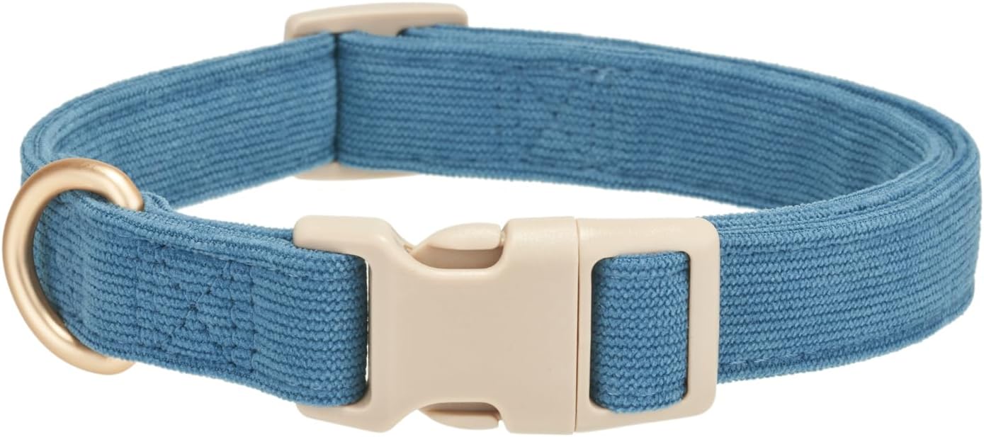 Detalle de YUDOTE Soft Corduroy Dog Collar with Plastic Clip – Comforty and Adjustable for Medium Dog, Blue
