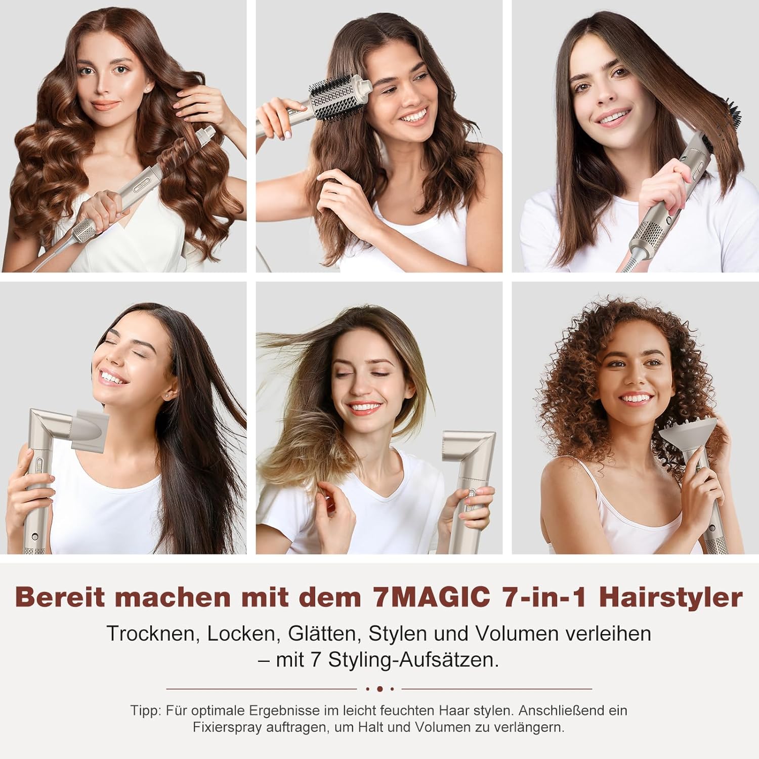 Thumbnail 1 de 7MAGIC 7-in-1 Hairstyler Airstyler – Vielseitiger 1400 W Föhn mit Diffusor, Lockenstäben und Glättbürste