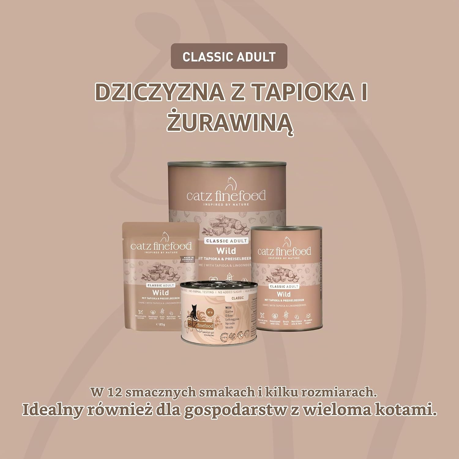 Detalle 2 de catz finefood N° 9 mokra karma dla kotów z dziczyzną, ziemniakami i żurawiną, 6 × 800 g