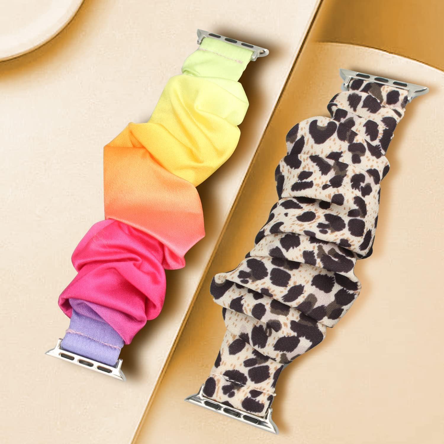 Thumbnail 3 de Meideli 2 Pack Pattern Printed Fabric Wristbands for Apple Watch (Scrunchie Elastic Strap)