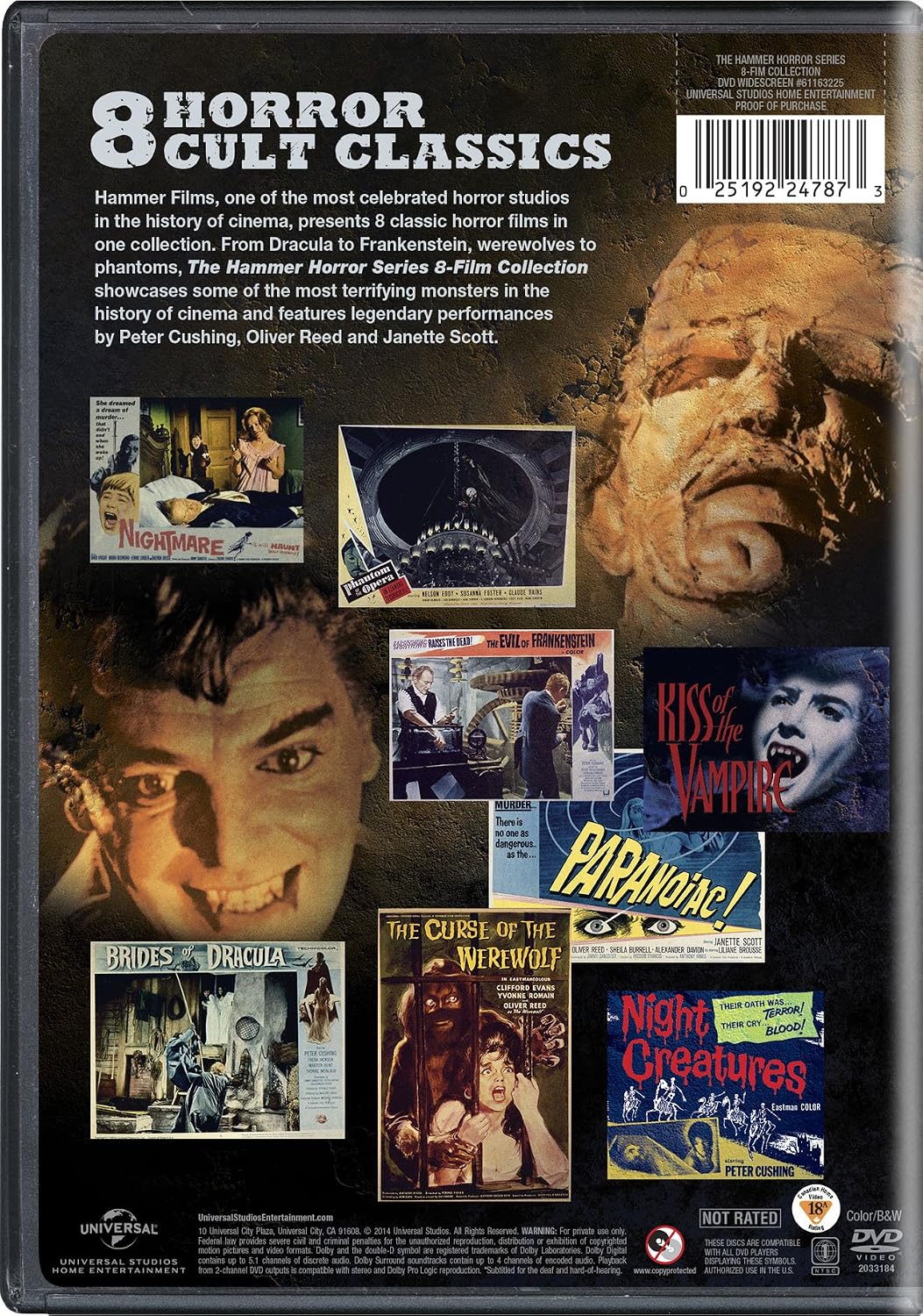 Detalle 2 de The Hammer Horror Series 29085010 DVD Box Set: 8 Classic Horror Films