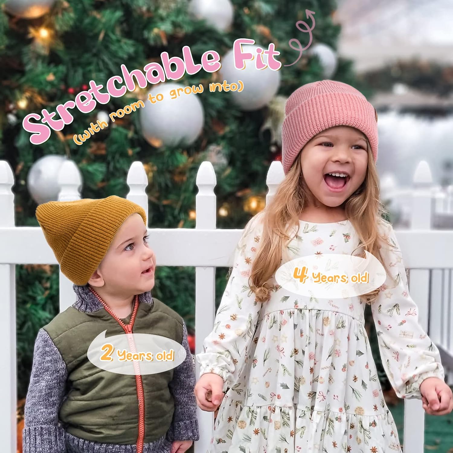Thumbnail 6 de FURTALK Kids Knit Beanie, Double-Layer Acrylic, Stretchable Fit