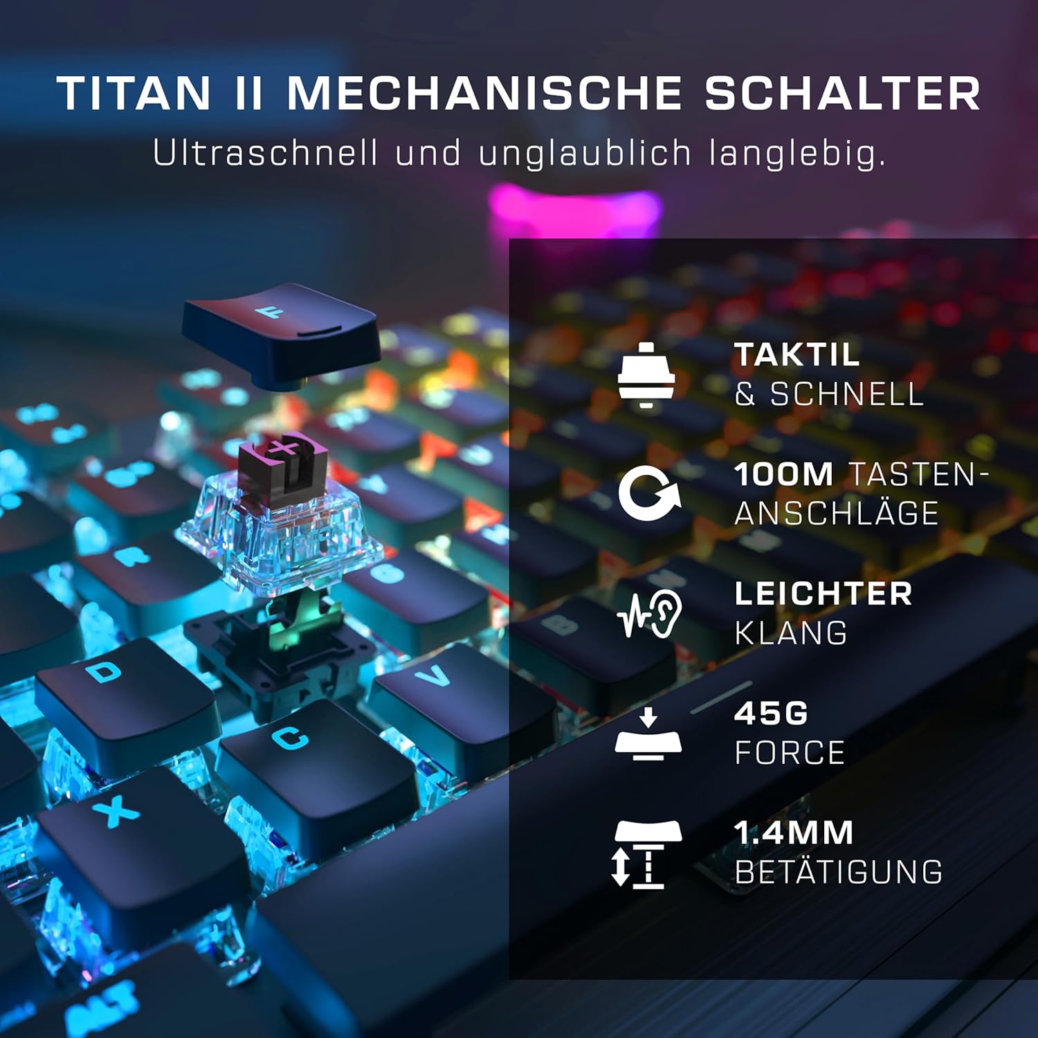 Thumbnail 2 de Turtle Beach Vulcan II mechanische Gaming-Tastatur (Titan II Braun) mit beleuchteten Tasten, DE-Layout
