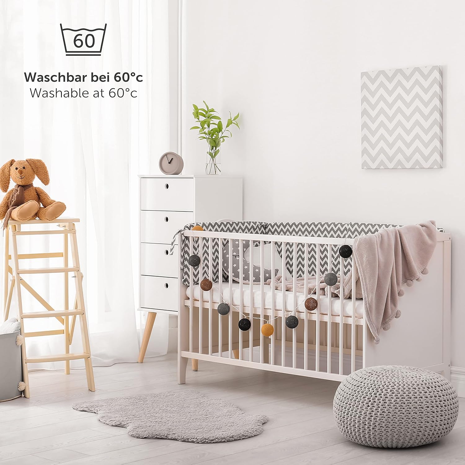 Thumbnail 5 de Laleni Drap et Housse Certifié OEKO-TEX 100% Coton – Tapis et Matelas Parc 100x100 – Lit Parapluie