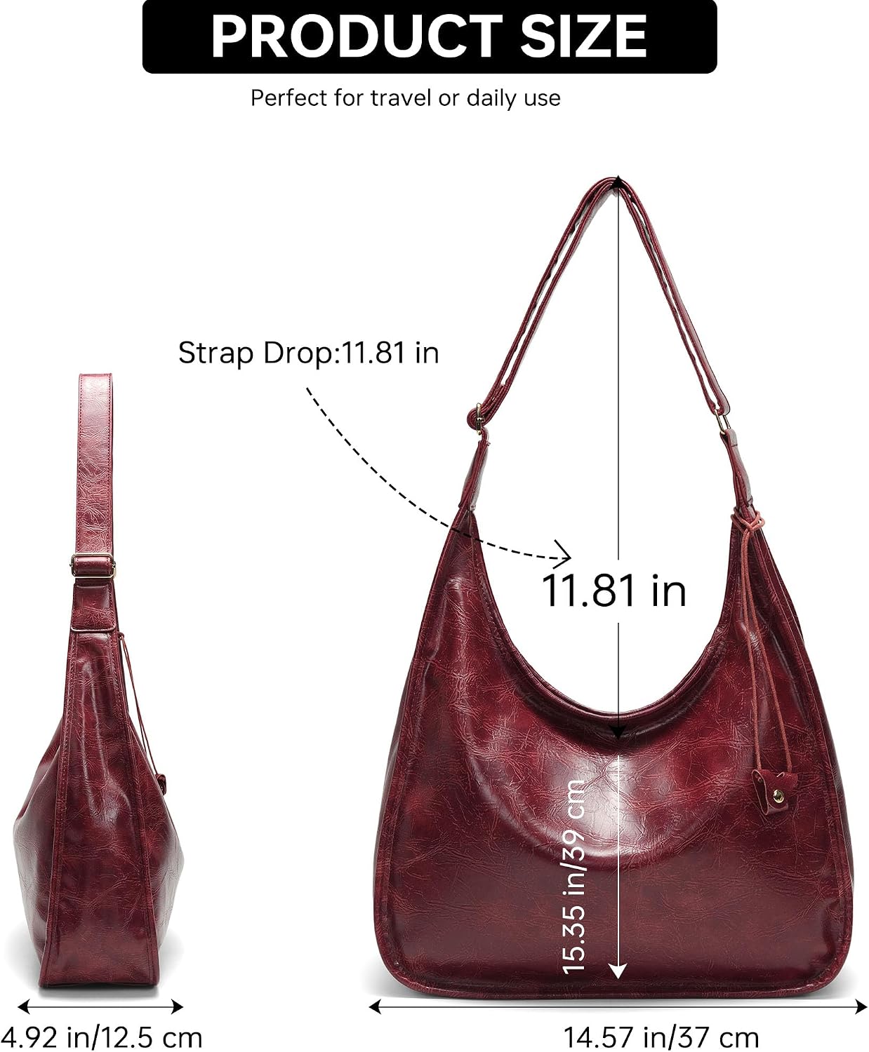 Detalle de GEMIU Hobo Tote Bag with Wide Strap