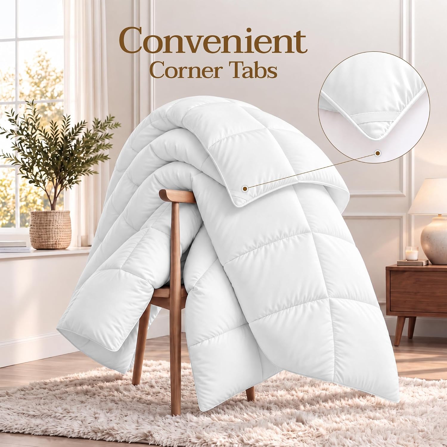 Detalle 1 de Utopia Bedding UB0060 Queen Comforter, 88 x 88 Inches, White, Box-Stitched