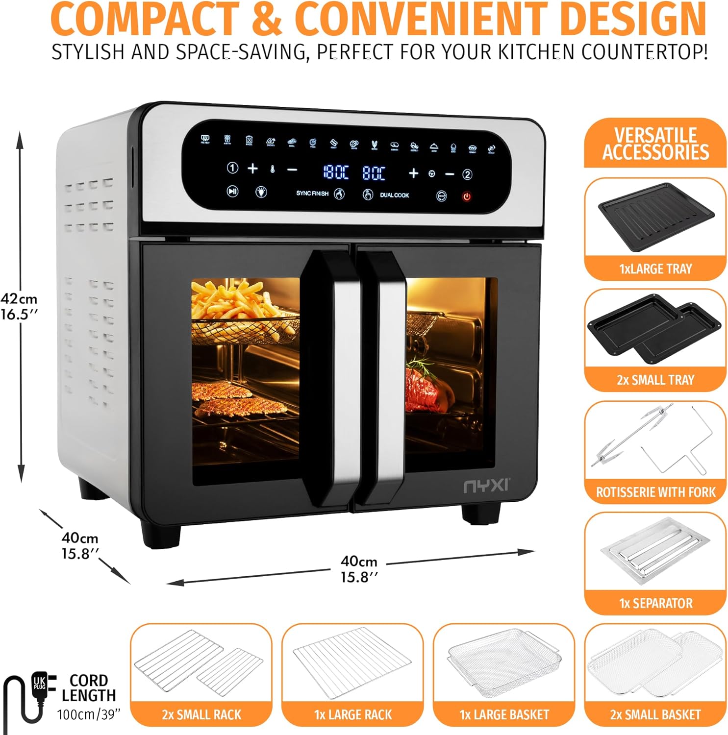 Thumbnail 4 de Nyxi 20L Air Fryer Oven with Dual Glass Doors