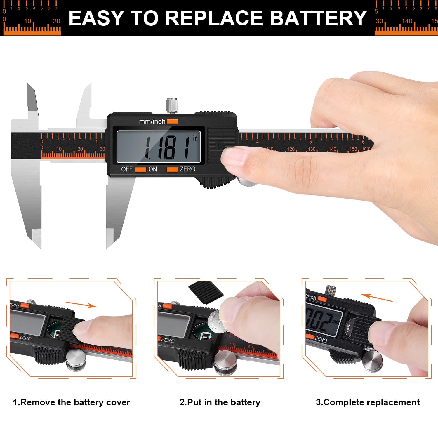 Thumbnail 5 de HARDELL Messschieber Digital 150 mm – Edelstahl, LCD Display, 4 Messmodi, mit 2 Batterien