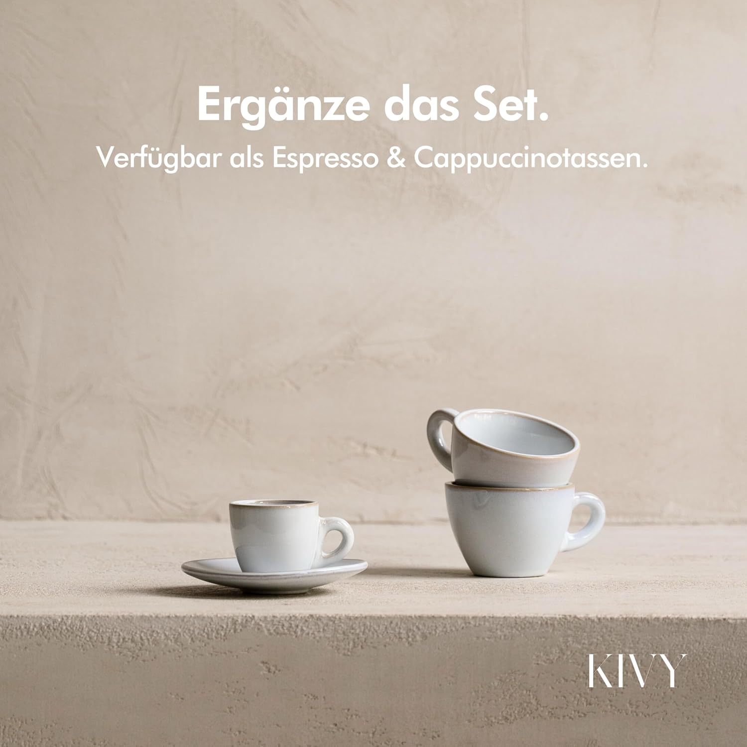 Thumbnail 5 de KIVY Cappuccino Tassen Set 4x180 ml Groß Grau