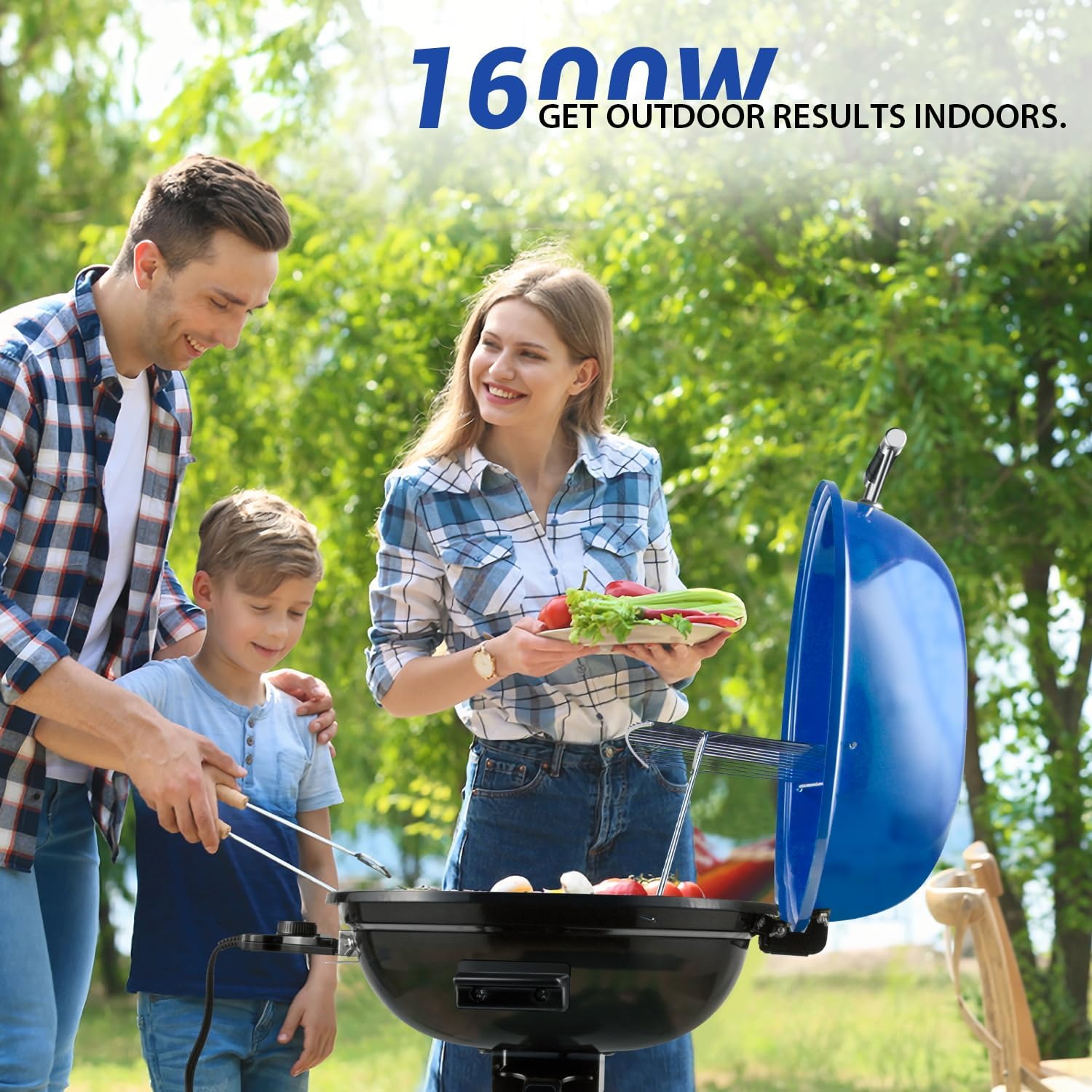 Thumbnail 1 de Techwood Indoor/Outdoor Electric BBQ Grill (1600W) with Adjustable Heat & Removable Stand