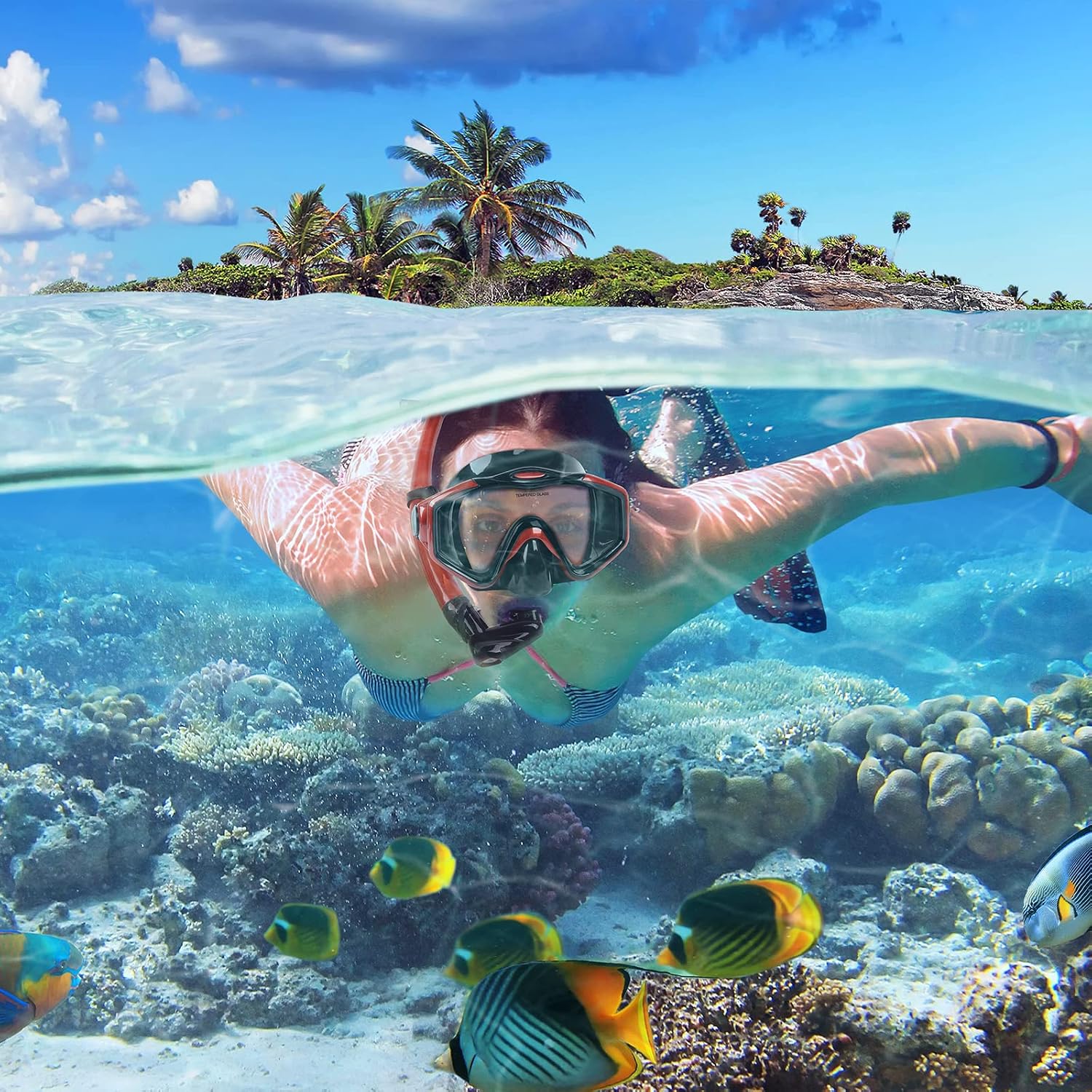 Thumbnail 6 de KUYOU Dry Top Snorkel Set for Adults with 180° Panoramic Mask